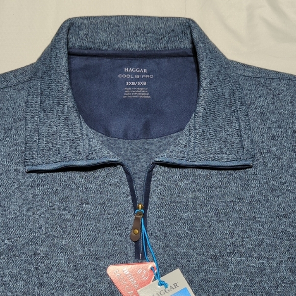 Haggar Men's Heather Blue Zip Up Sweater - Picture 8 of 13